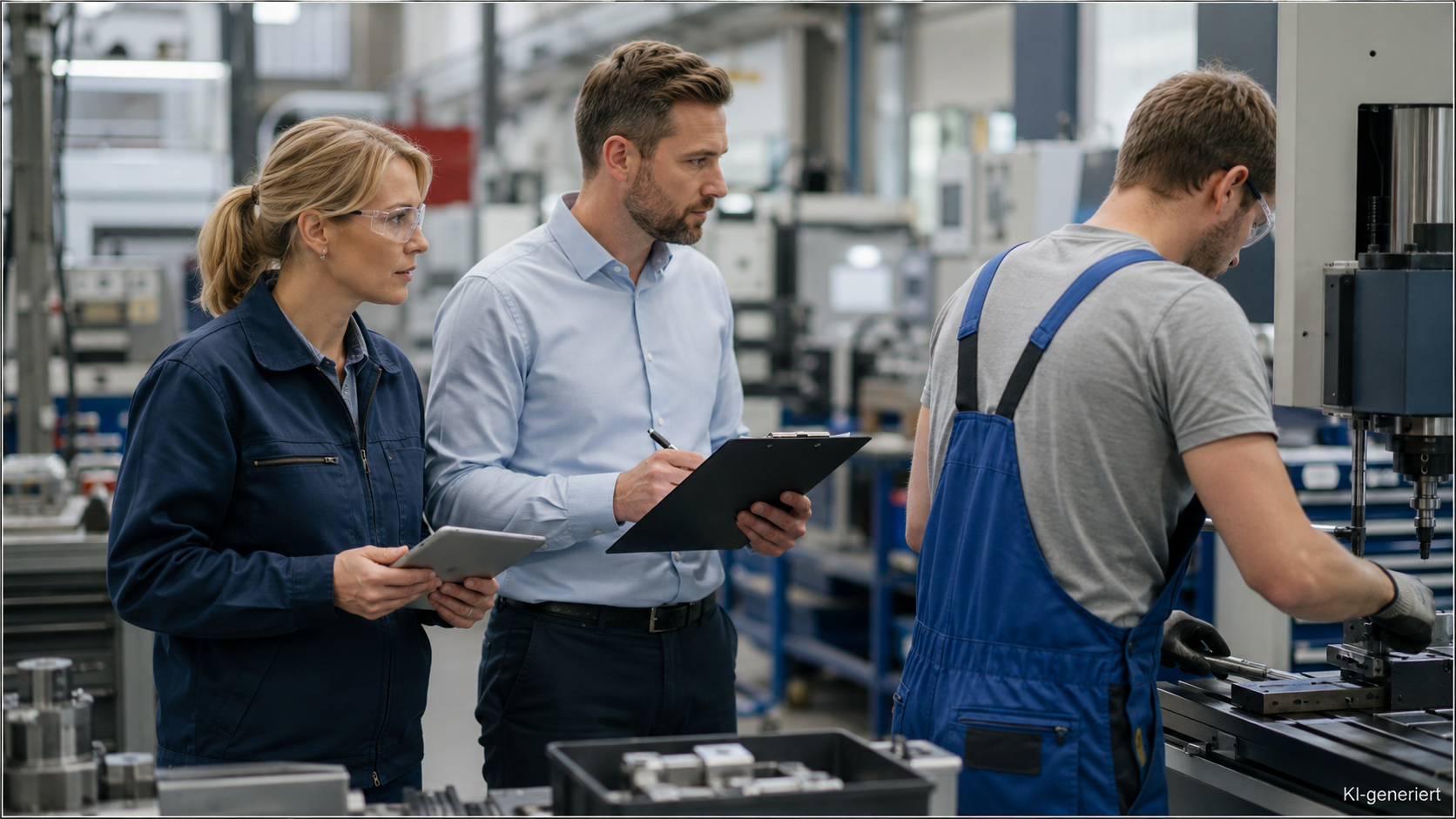 Industriearbeitsplatz mit Inspektion und Maschinen